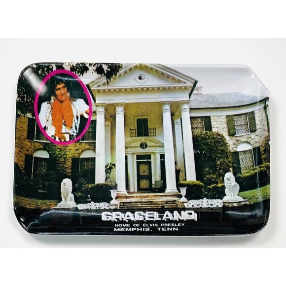 VTG 6" Rectangular Melamine Elvis Presley GRACELAND Memphis Tennessee ASHTRAY - Picture 1 of 2
